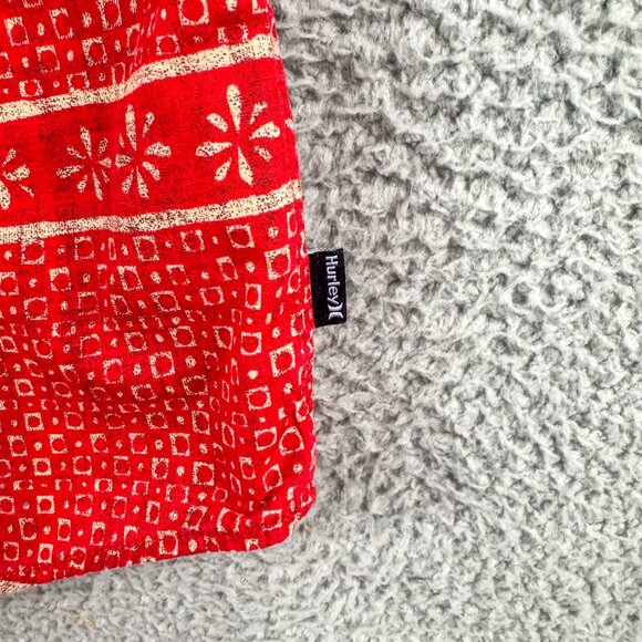 Hurley Shirt Mens XXL Red Floral Tropical Hawaiian Camp Casual Outdoor Preppy - Picture 6 of 12